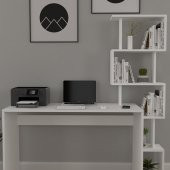 Comfortable 120x50 Pratik Kitaplıklı Çalışma Masası Beyaz Pratik çalışma masası - 1