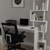 Comfortable 120x50 Pratik Kitaplıklı Çalışma Masası Beyaz Pratik çalışma masası - 2