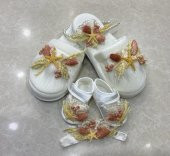 Lohusa Terlik Taç Anne Bebek Takımı Pudra Kuru Çicek Taç - 1