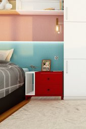 Ünüvar Konsept Fatih Çift çekmeceli Tek Raflı Komodin (Kırmızı-Beyaz) thumbnail 3