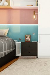 Fatih İki Çekmeceli Tek Raflı Modern Komodin - (Siyah -Beyaz) thumbnail 4