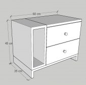 Fatih İki Çekmeceli Tek Raflı Modern Komodin - (Siyah -Beyaz) thumbnail 5