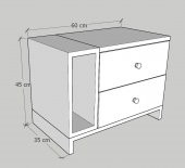 Fatih Çift Çekmeceli Tek Raflı Komodin - (Kırmızı-Antrasit) thumbnail 5