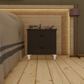 Ünüvar Konsept Emre İki Çekmeceli Lüx Komodin Siyah thumbnail 1