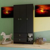 Ünüvar Konsept Emre 3 Kapaklı 2 Çekmeceli Gardrop Siyah k1 thumbnail 3