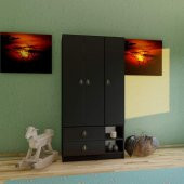 Ünüvar Konsept Emre 3 Kapaklı 2 Çekmeceli Gardrop Siyah k1 thumbnail 4