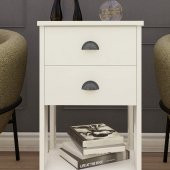Ünüvar Konsept Retro Serisi Çift Çekmeceli Komodin Beyaz Füme Kulp thumbnail 1