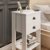 Ünüvar Konsept Retro Serisi Çift Çekmeceli Komodin Beyaz Füme Kulp thumbnail 4