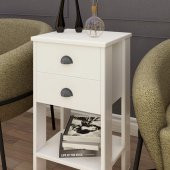 Ünüvar Konsept Retro Serisi Çift Çekmeceli Komodin Beyaz Füme Kulp thumbnail 5