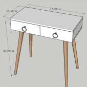 Ahşap Ayaklı Çift Çekmeceli Modern Dresuar Meşe - Ceviz Ayak - 6