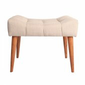 Ünüvar Konsept Puf & Benç 45x60-Ahşap Ayak Silenebilir Kumaş Krem K1 - 1