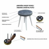 Ankhira TABURE 3 AHŞAP AYAK-METAL APARATLI SİLENEBİLİR KUMAŞ  KREM - 2