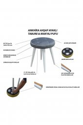 Ankhira TABURE 3 AHŞAP AYAK-METAL APARATLI SİLENEBİLİR KUMAŞ  SARI - 2