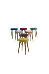 CMK MOBİLYA TABURE 3 AHŞAP AYAK-METAL APARATLI SİLENEBİLİR KUMAŞ  BORDO - 2