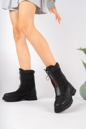 Merve BAŞ Kadın Siyah Cilt Fermuarlı Kar Botu 007 Cilt - 1