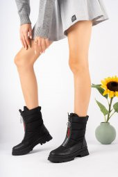 Merve BAŞ Kadın Siyah Cilt Fermuarlı Kar Botu 007 Cilt - 3