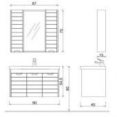 DENKO Mostar 90 cm Beyaz MDF Lake Banyo Dolabı Takımı - 2