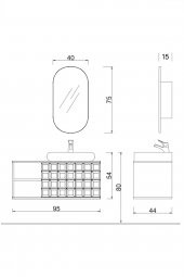 Denko Oscar 95 cm Banyo Dolabı Takımı - 3