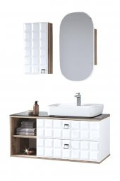 Denko Oscar 95 cm MDF Banyo Dolabı Takımı ve Yan Boy Dolabı - 2