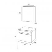 Denko More 65 cm MDF Siyah Banyo Dolabı Takımı - 3
