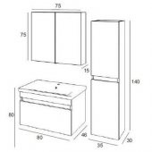 Denko More 80 cm MDF Banyo Dolabı Takımı ve Boy Dolabı - 2