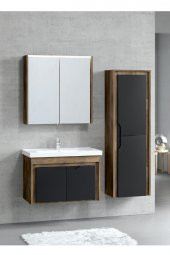 Denko Cosmos 80 cm MDF Üzeri Lake Banyo Dolabı Takımı - 2