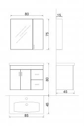 Denko Petra 85 cm MDF Banyo Dolabı Takımı - 3