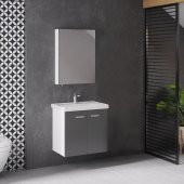 Denko Terra 65 cm MDF Antrasit Gri Banyo Dolabı Takımı - 1