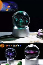 Işıklı Cam Küre Güneş Sistemi Saat Pilli - 2