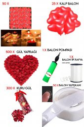 Romantik Süsleme Ev Oda Dekorasyon Paketi Sürpriz 14 Şubat Sevgililer Günü Evlilik Teklifi Yıldönümü - 2