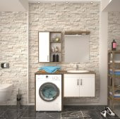 Denko Omega 140 cm MDF Banyo Çamaşır Makinesi Dolabı Takımı - 1