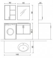 Denko Omega 140 cm MDF Banyo Çamaşır Makinesi Dolabı Takımı - 2
