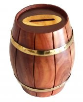 Maun Ağacından Dekoratif Ahşap Fıçı Kumbara - 1