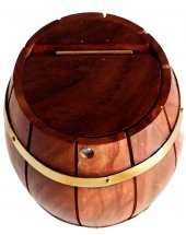 Maun Ağacından Dekoratif Ahşap Fıçı Kumbara - 3