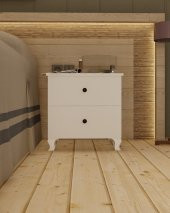 İki Çekmeceli Lüx Komodin - Beyaz k1 thumbnail 1