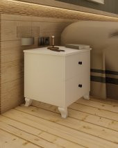 İki Çekmeceli Lüx Komodin - Beyaz k1 thumbnail 4