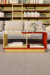 Ünüvar Konsept Dekoratif Orta Sehpa Meşe-Kırmızı thumbnail 1