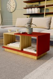 Ünüvar Konsept Dekoratif Orta Sehpa Meşe-Kırmızı thumbnail 2