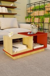 Ünüvar Konsept Dekoratif Orta Sehpa Meşe-Kırmızı thumbnail 3