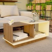 Dekoratif Orta Sehpa Ceviz-Krem thumbnail 1