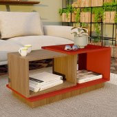 Ünüvar Konsept Dekoratif Orta Sehpa Ceviz-Kırmızı thumbnail 3