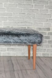 Ünüvar Konsept Puf & Benç 45*100-Ahşap Ayak Dökülmez Peluş Antrasit K1 - 3
