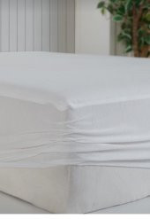 PAMUKLU BEYAZ FITTED ÇİFT KİŞİLİK SIVI GEÇİRMEZ ALEZ YATAK KORUYUCU TULUM - 1