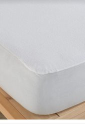 PAMUKLU BEYAZ FITTED ÇİFT KİŞİLİK SIVI GEÇİRMEZ ALEZ YATAK KORUYUCU TULUM - 6