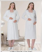 Mecit Pijama 5715 Ecru Hamile Lohusa Gecelik Sabahlık Tk - 4