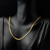 Pullu 14 Ayar Altın Zincir - 55 cm thumbnail 2