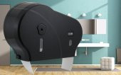 Vialli Dmj1b Double Mini Jumbo Tuvalet Kağıdı Dispenseri No-stop- Siyah - 1