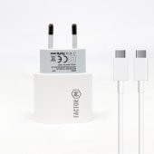 Factor M PD20W Quick Charger 20W­ Type-C to Type-C 2M Kablolu Şarj Set Beyaz - 1