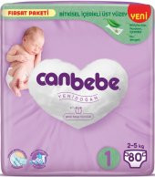 Canbebe Bebek Bezi Beden:1 (2-5Kg) Yeni Doğan 80 Adet Fırsat Pk - 1