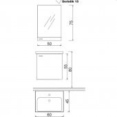 Denko Terra 60 cm MDF Beyaz Banyo Dolabı Takımı ve Boy Dolabı - 3